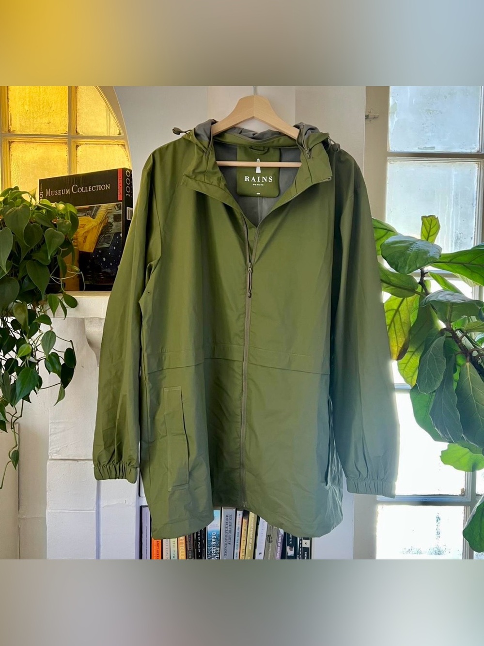 Rains Olive Green Waterproof Hooded Raincoat